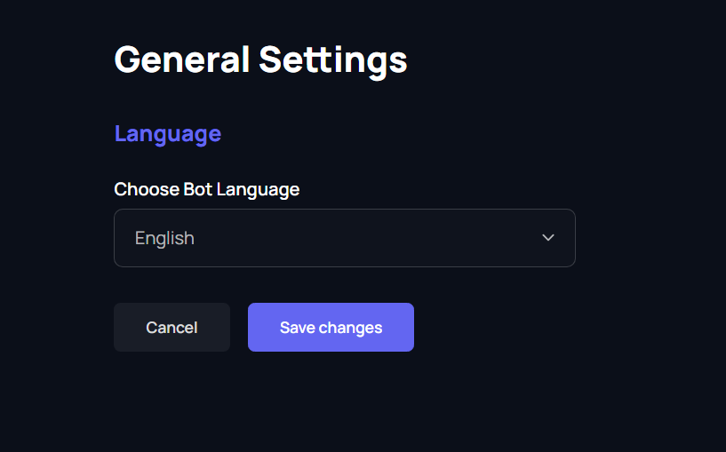 Usage Support General Settings